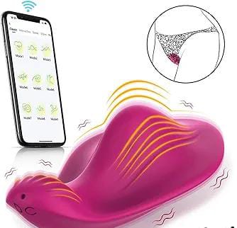 A pink silicone intimate massager with a whale tail design, shown alongside a smartphone displaying a control app and a circular inset diagram illustrating use on the pelvic floor.

